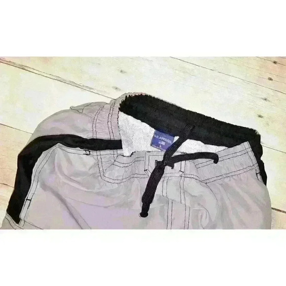 US APPAREL Boys SWIM TRUNKS Board Cargo SHORTS GRAY and BLACK Swimsuit size Lg - Picture 3 of 3
